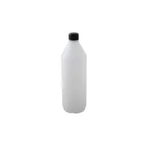 vit flaska med svart kork